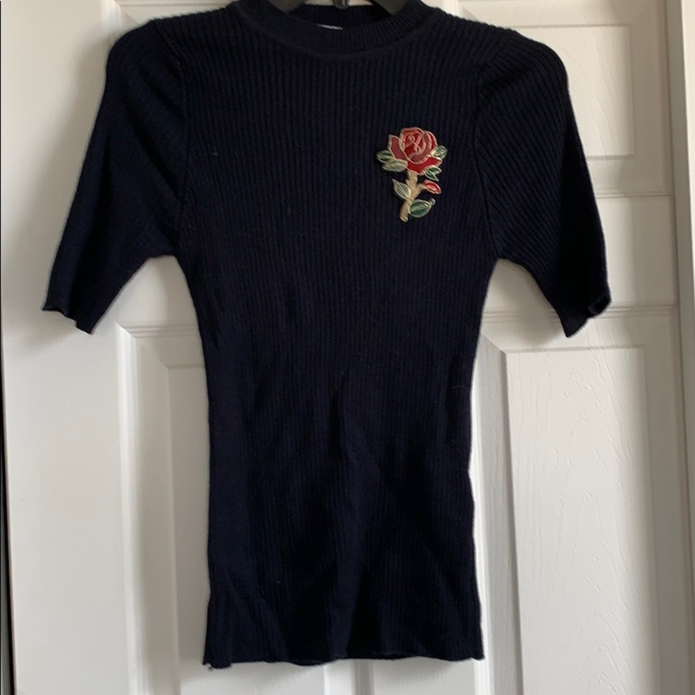 COPY - LAST CALL Sandro top with rose embroidery …